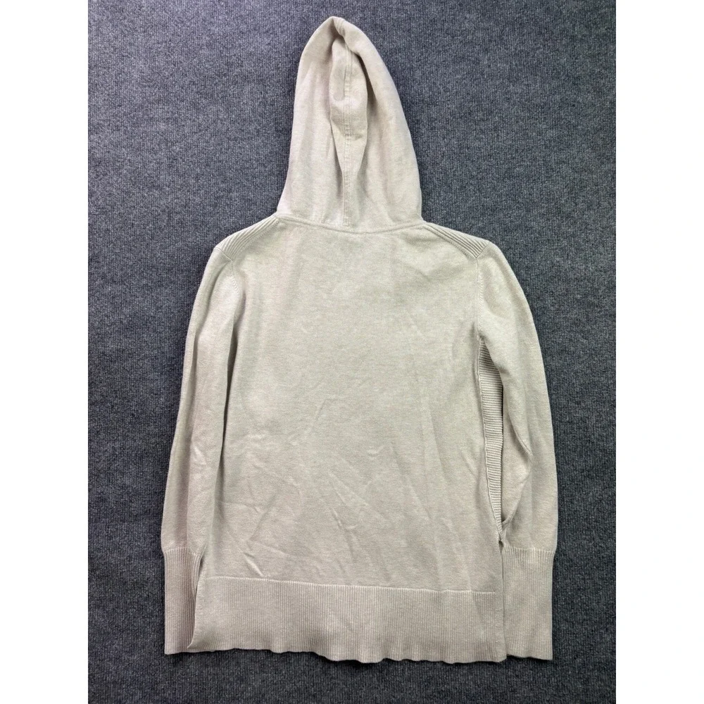 Athleta Hoodie Sweater Womens Small Beige Ribbed Knit V-Neck Pullover - Picture 7 of 7